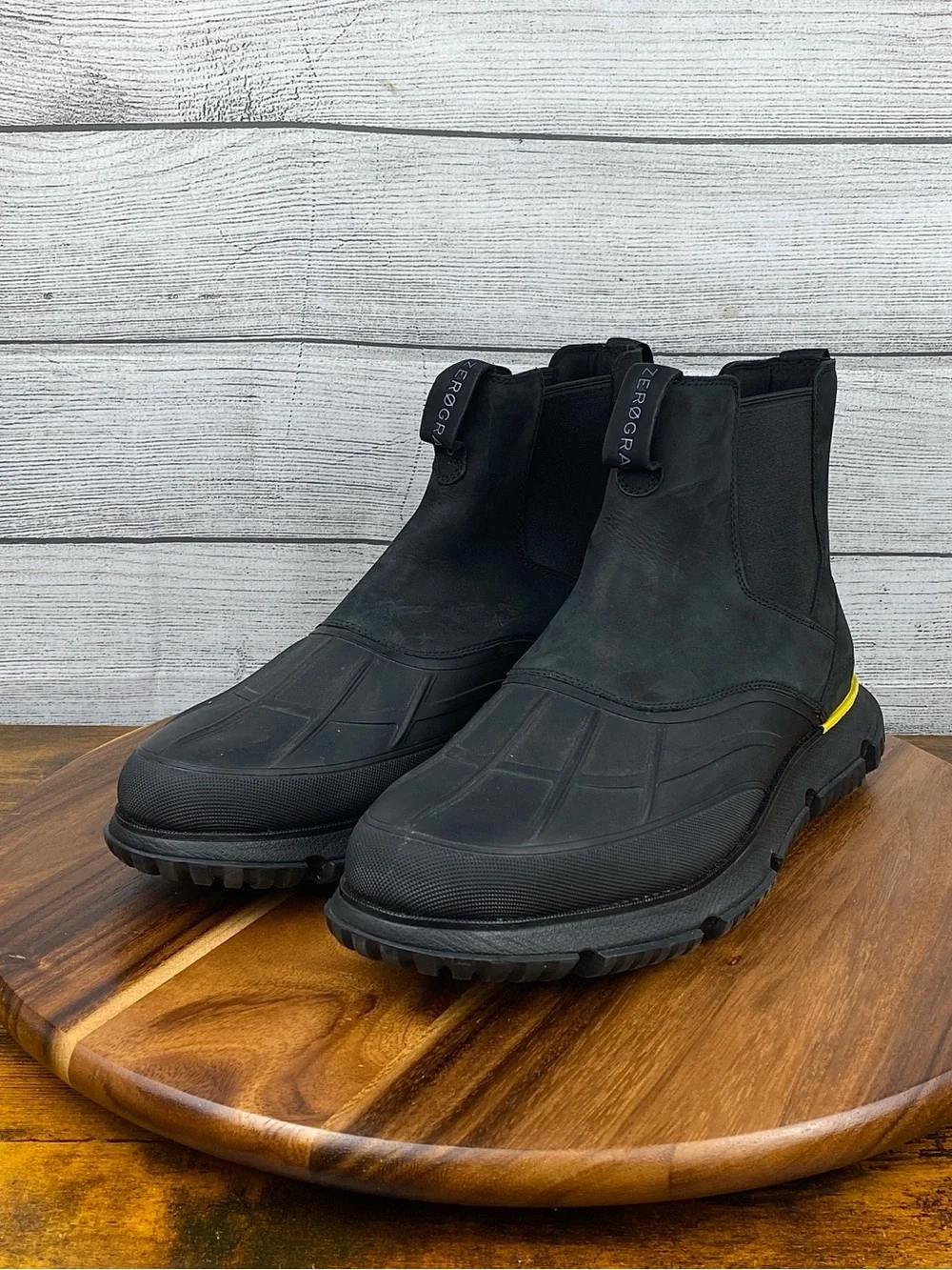 Cole Haan 4.ZEROGRAND Chelsea Lightweight Black WP Rain Boot C34055 Mens Size 13